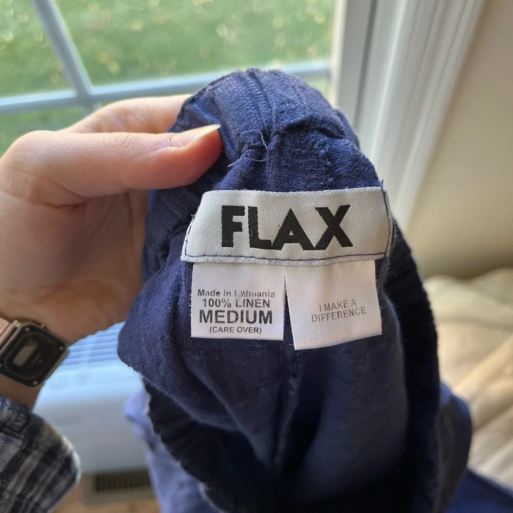 FLAX Vinatge Linen Blue Pants - Picture 5 of 5